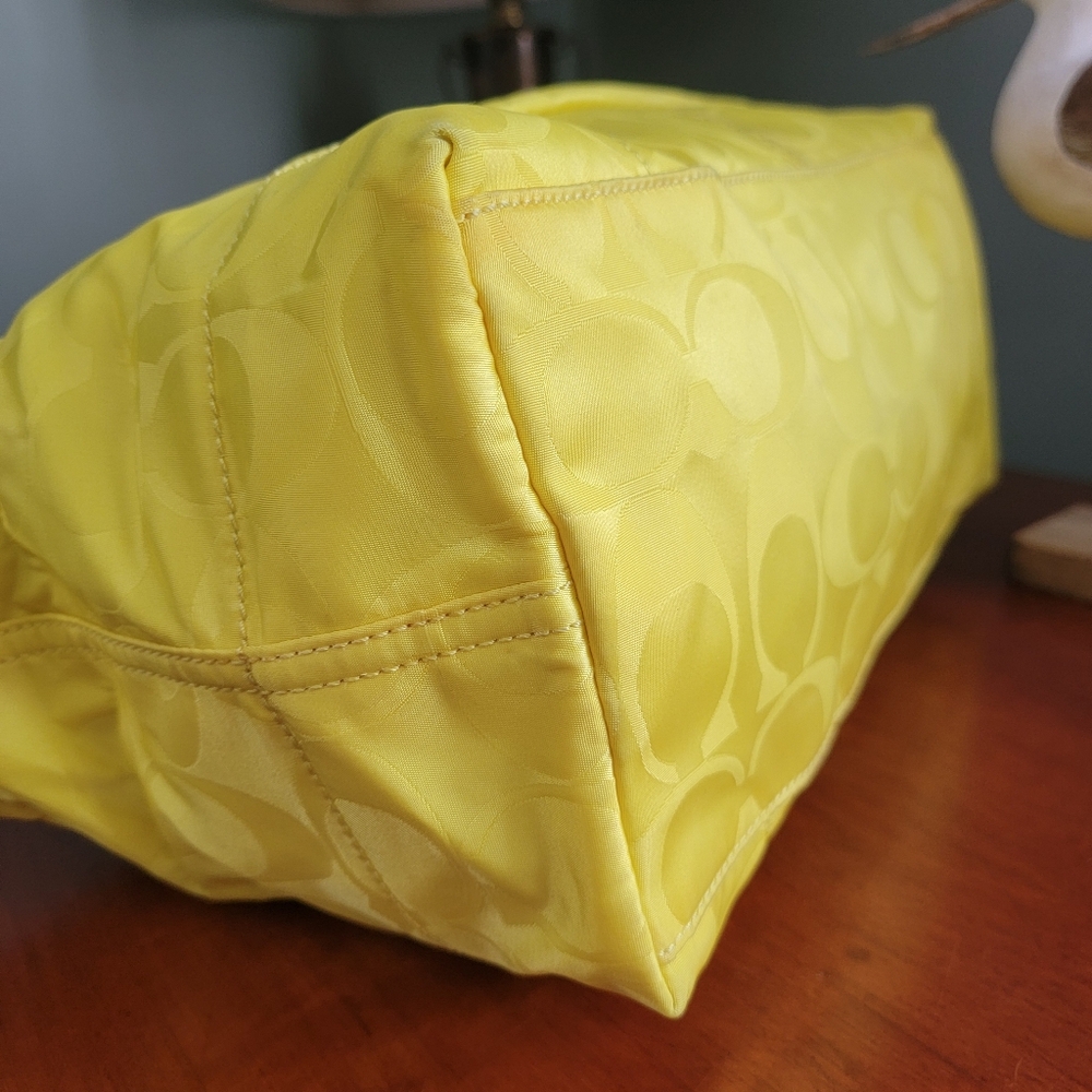 Coach 24862 East West Signature Nylon Tote Yellow Pink Bag Y2K - Picture 9 of 16